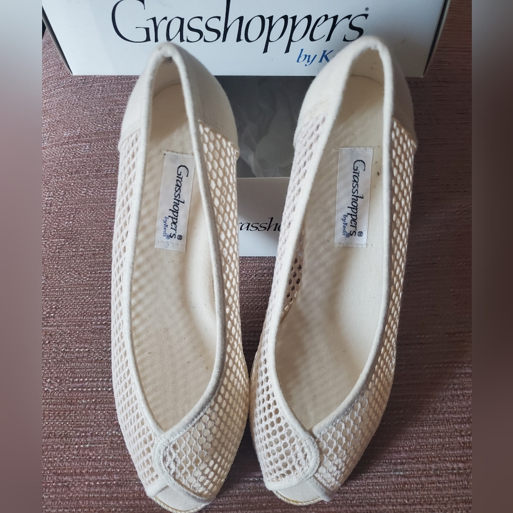 Shoes grasshoppers by keds , 7M, Lilac beige,original box, vintage, espadrilles